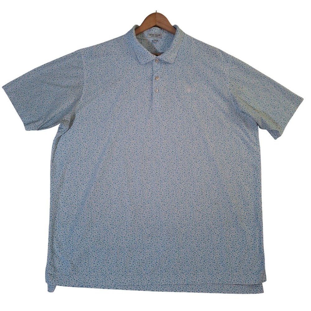 Peter Millar Summer Comfort Polo Shirt Mens XXL Blue Fruits Casa Marina Key West